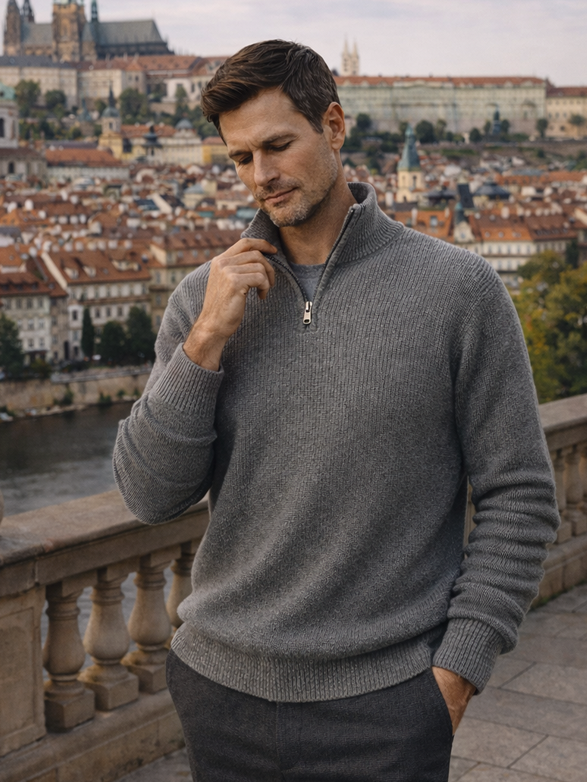 Strickpullover mit Reißverschluss Kragen