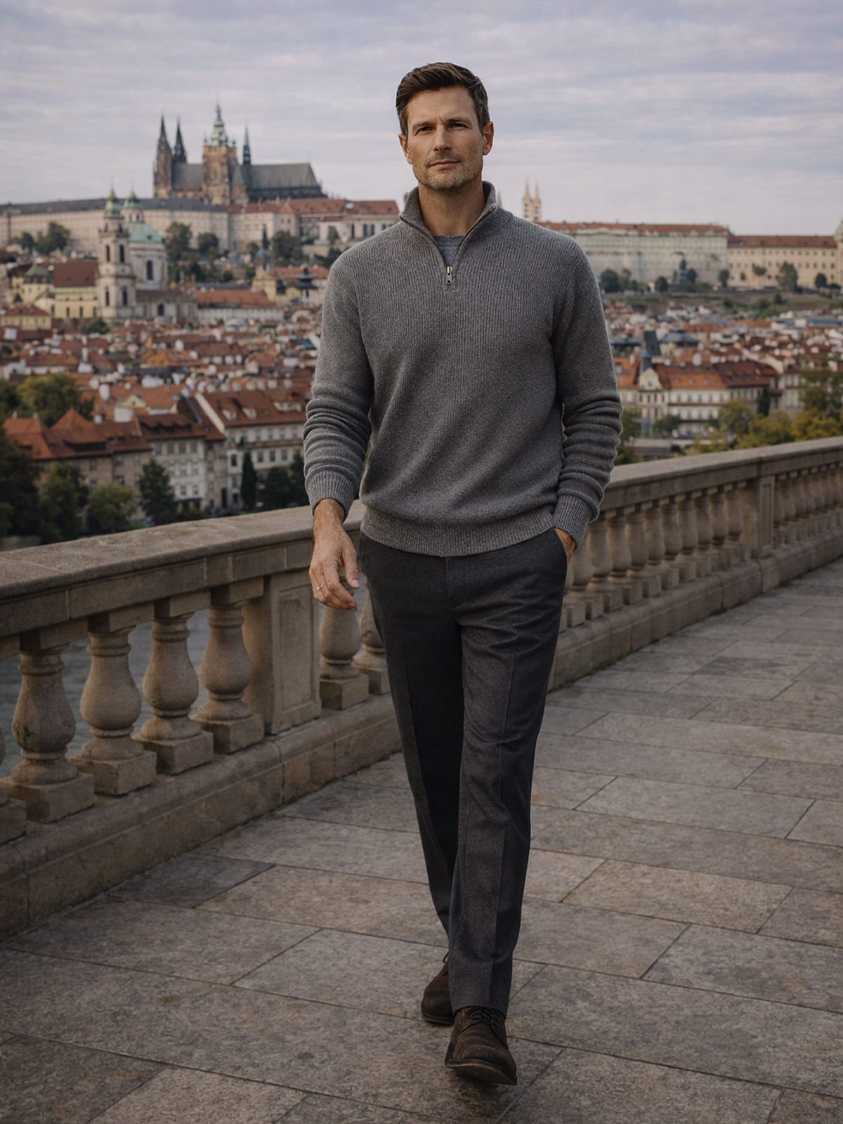 Strickpullover mit Reißverschluss Kragen