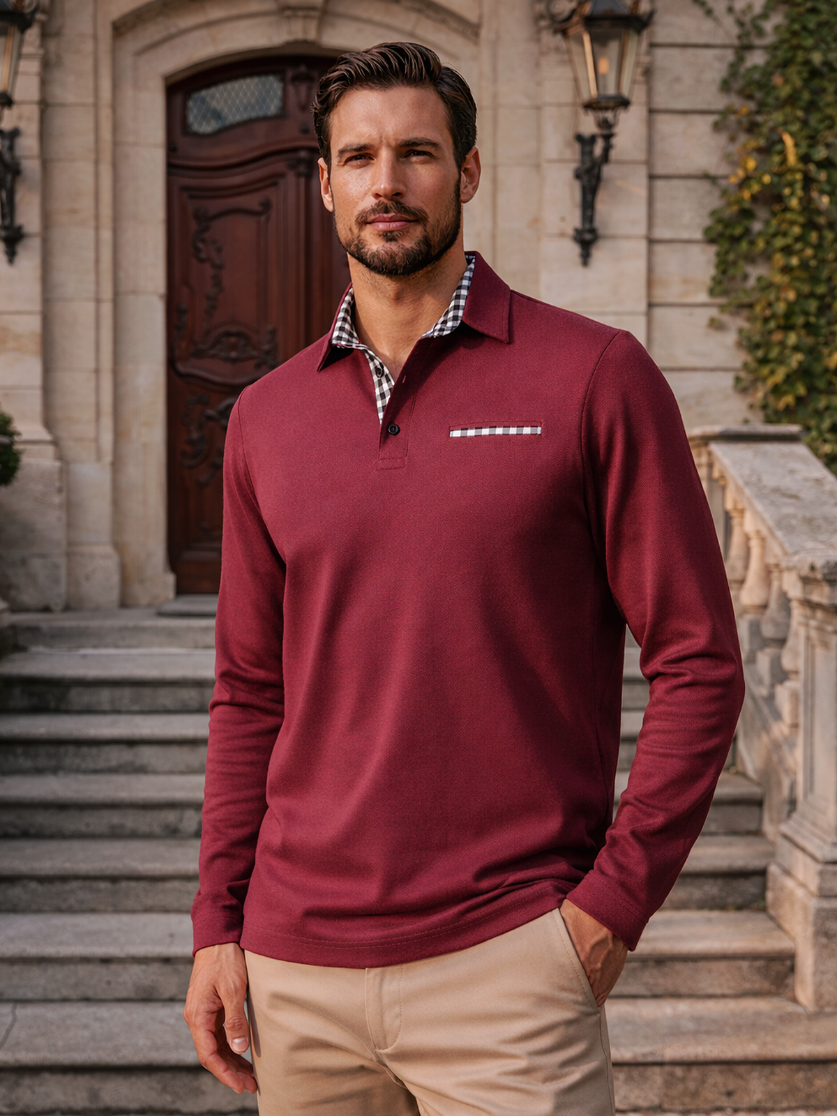 Poloshirt Langarm mit Kragen