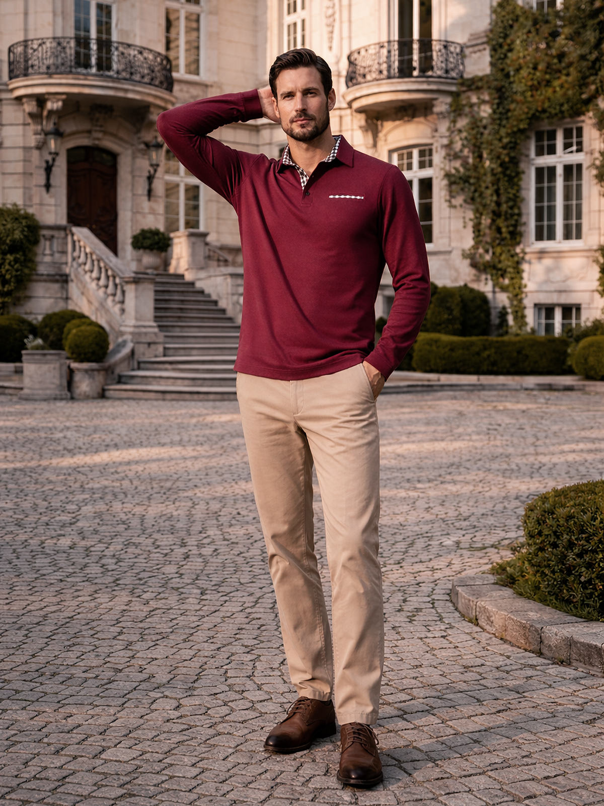 Poloshirt Langarm mit Kragen