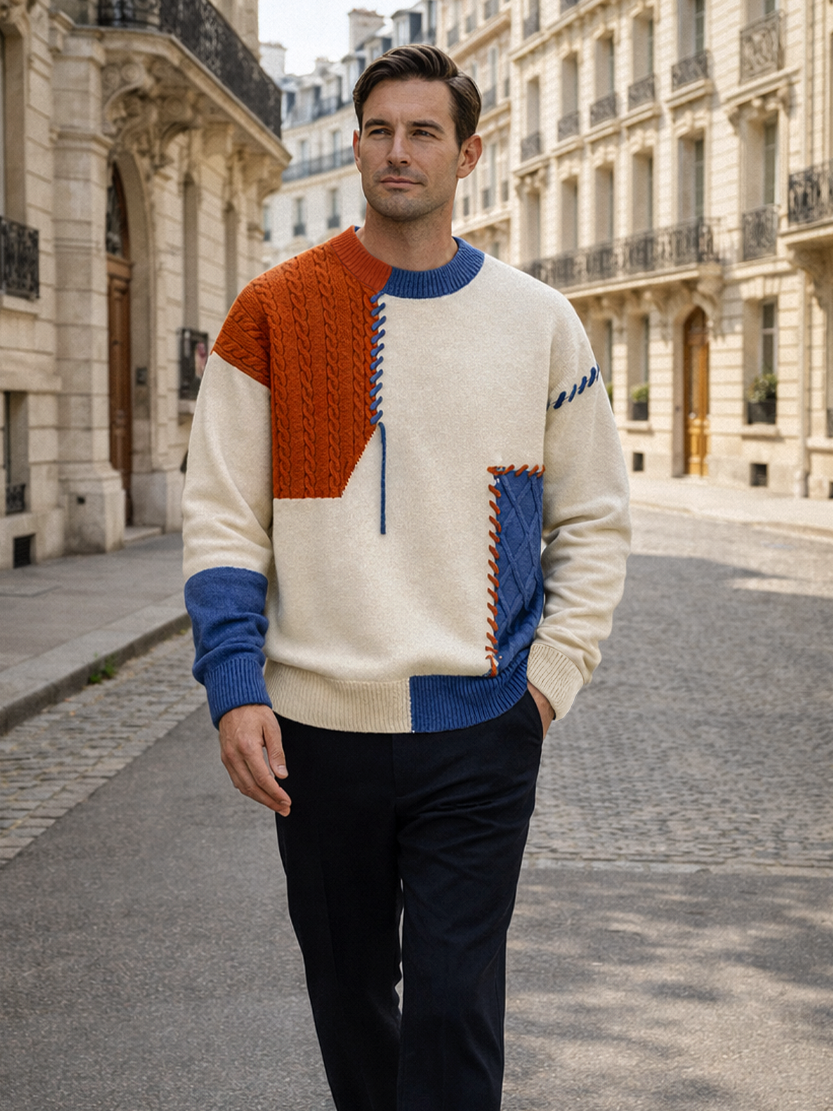 Mehrfarbiger Strickpullover Struktur