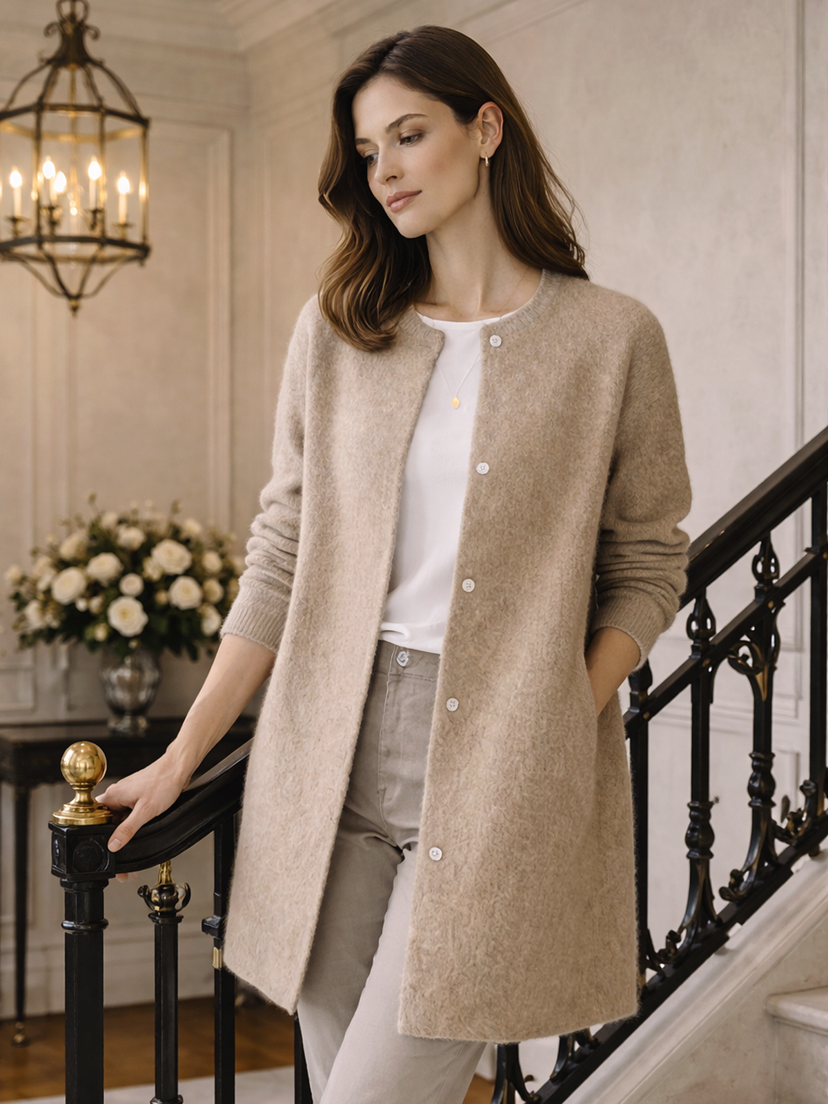 Langer Strickcardigan