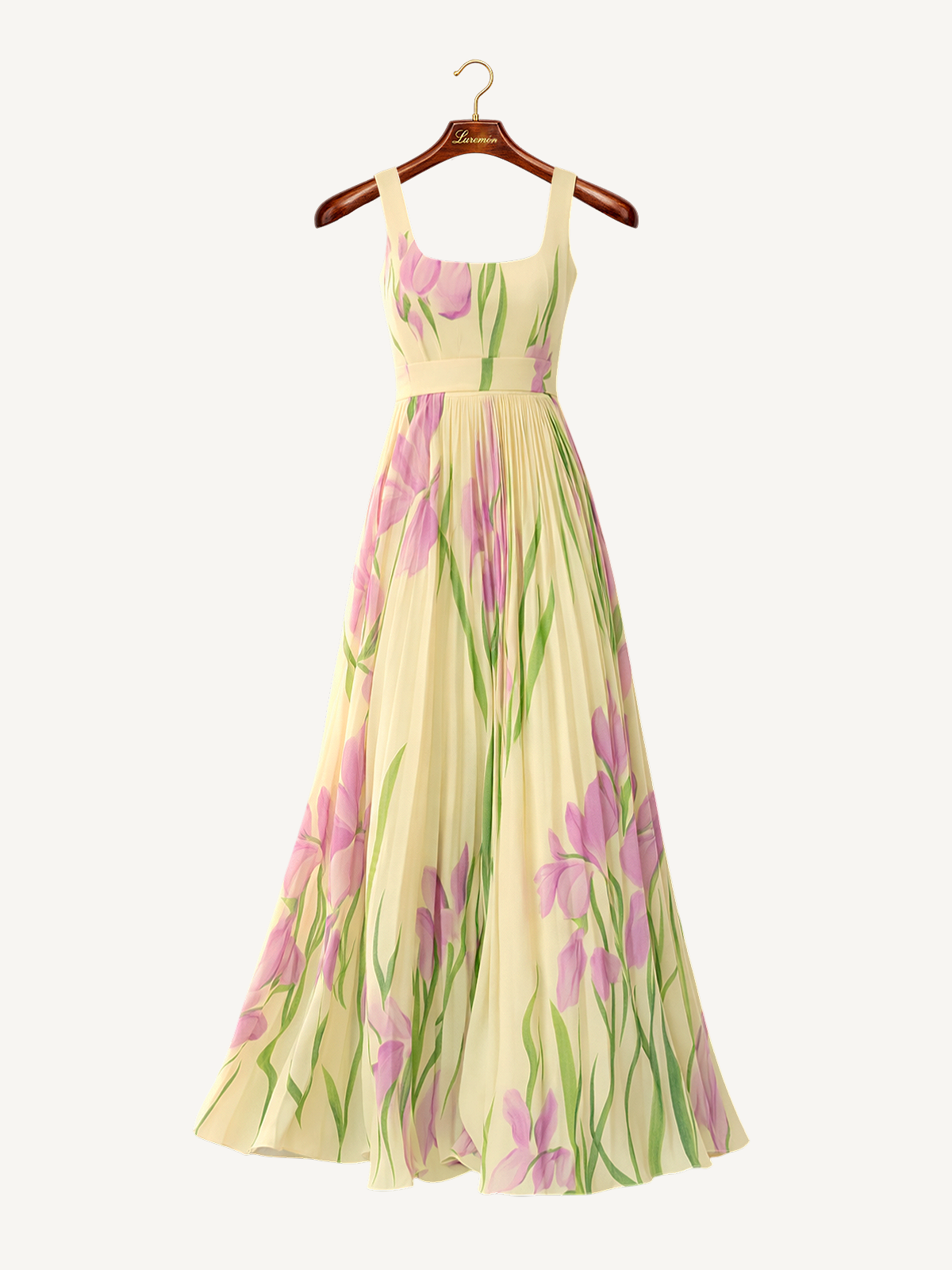 Florales Plissee Maxikleid