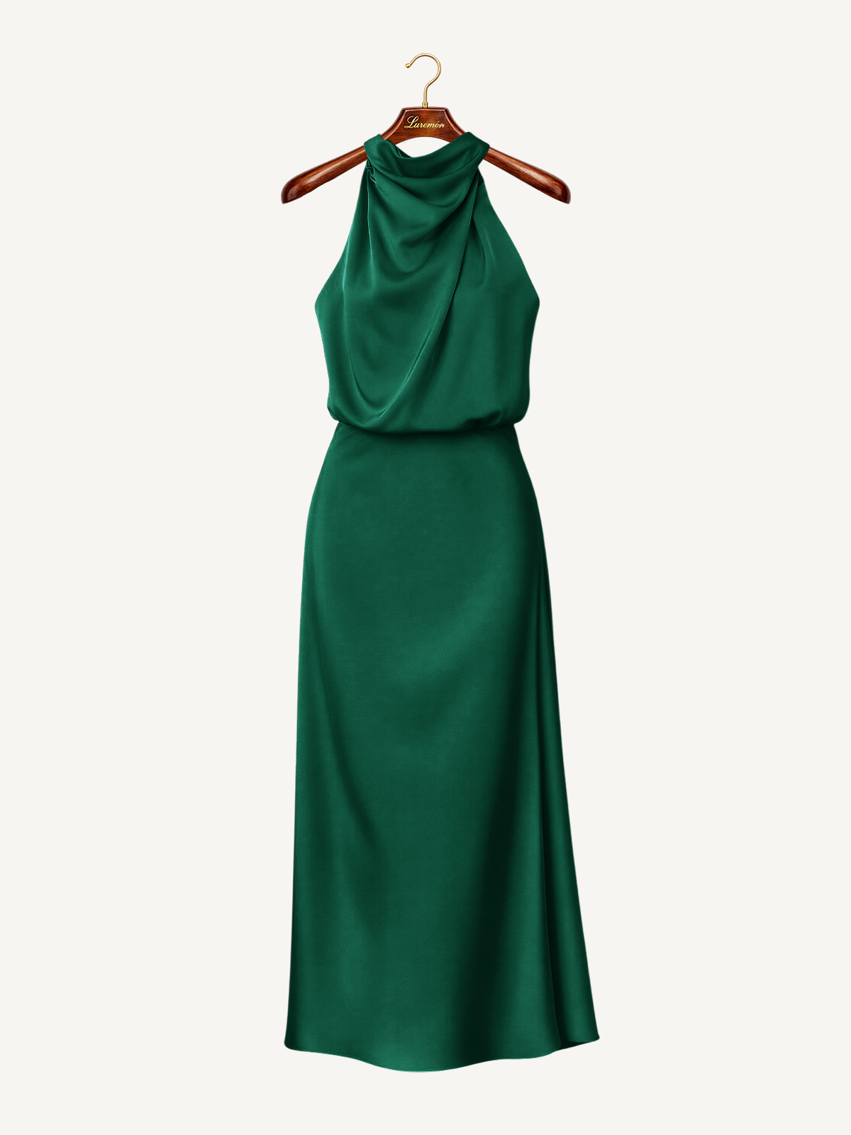Drapiertes Nackenhalter Midikleid