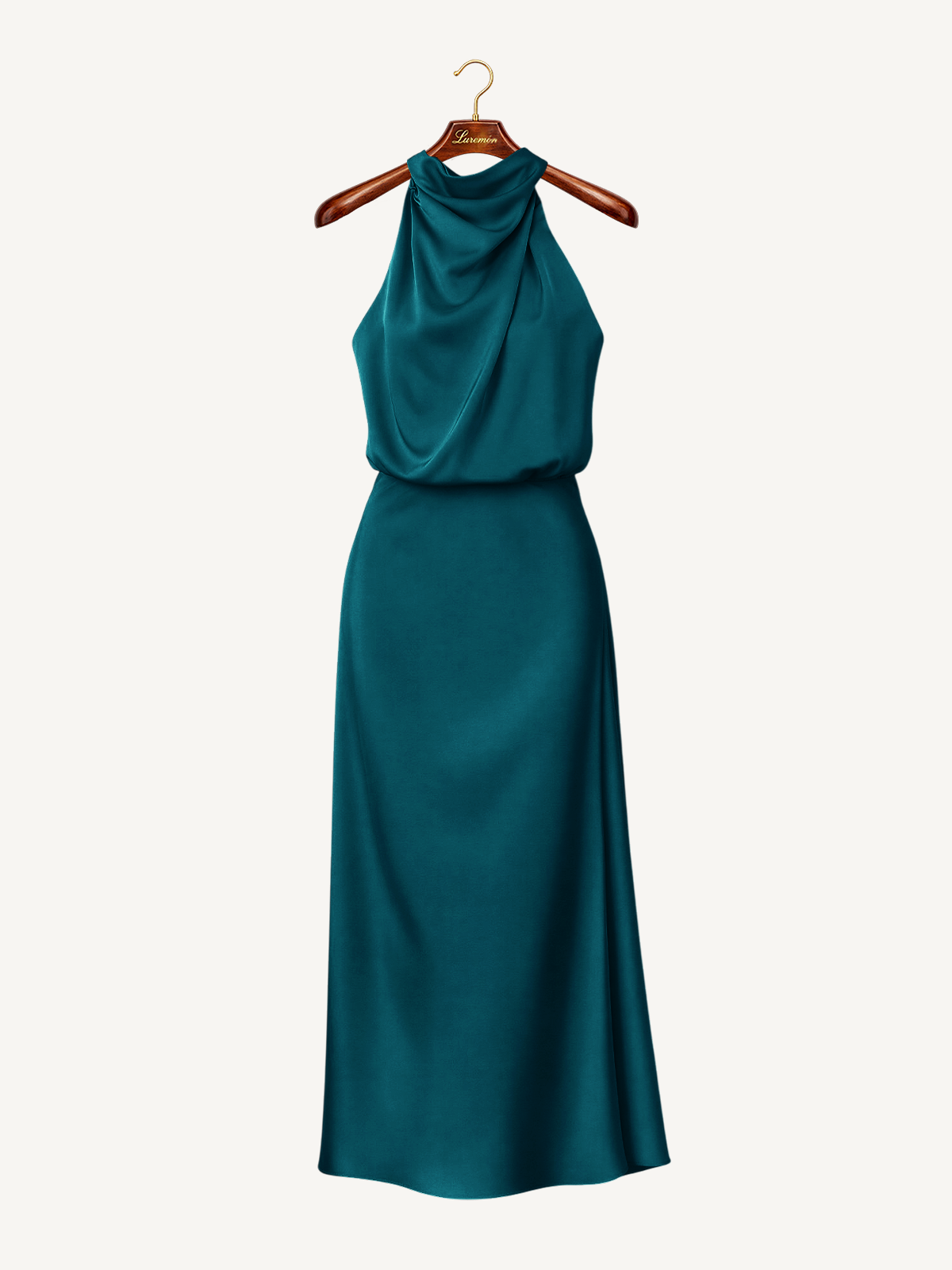 Drapiertes Nackenhalter Midikleid