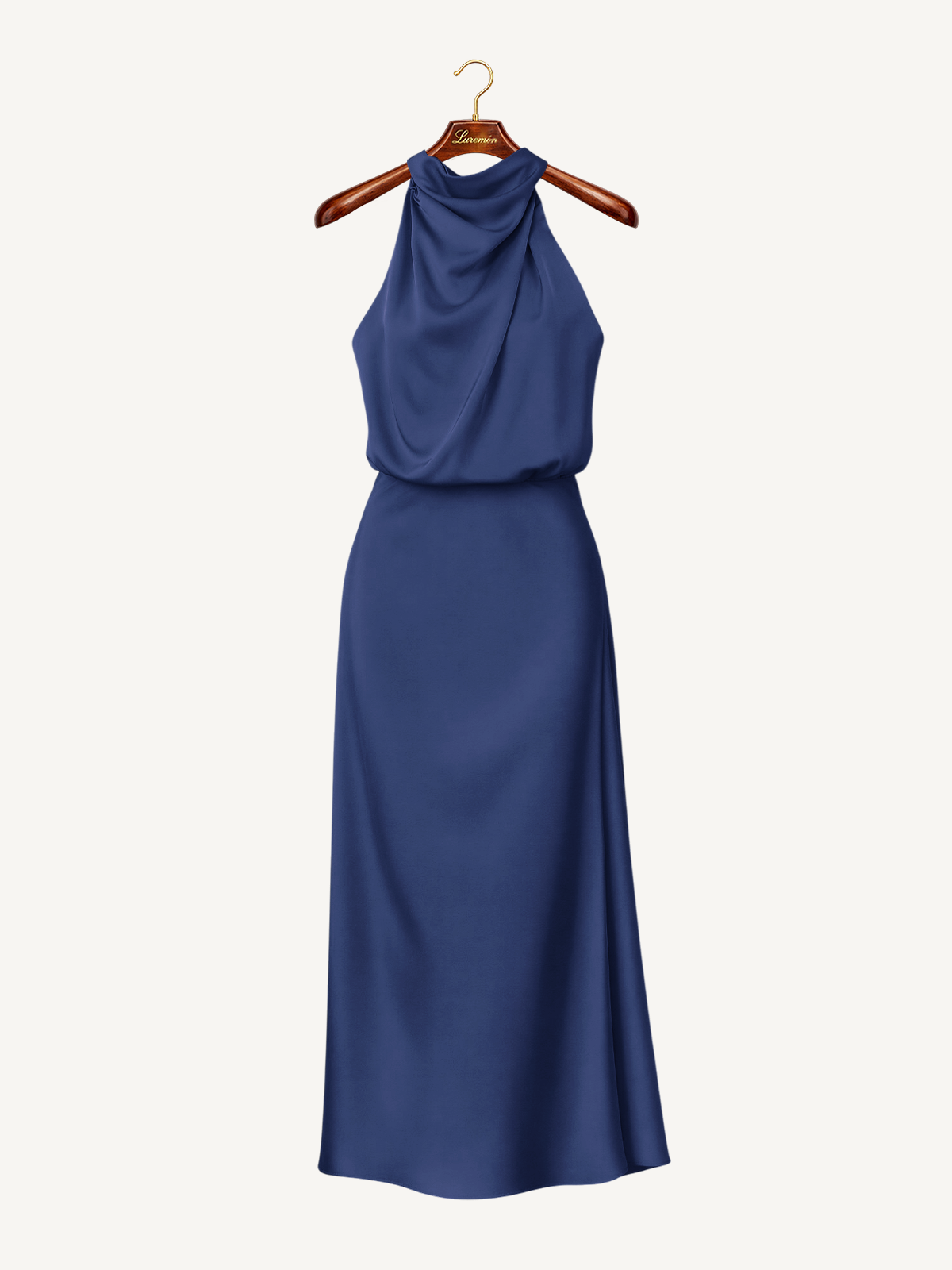 Drapiertes Nackenhalter Midikleid