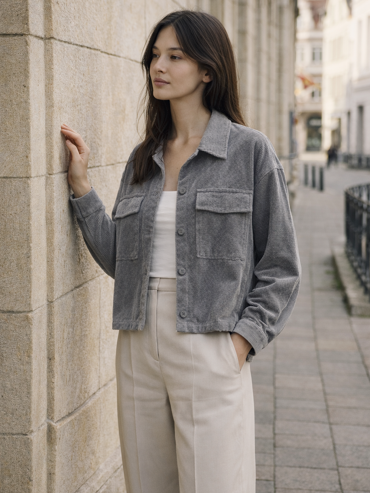 Lockere Cord Kurzjacke