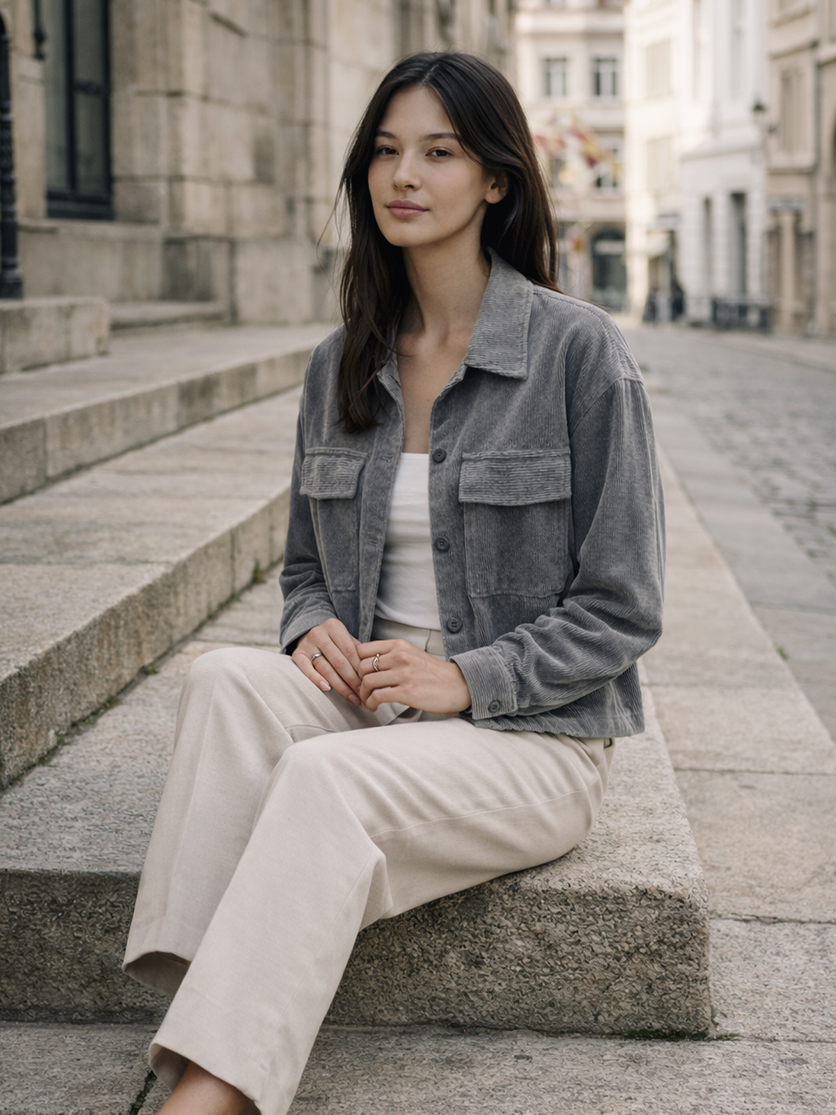 Lockere Cord Kurzjacke