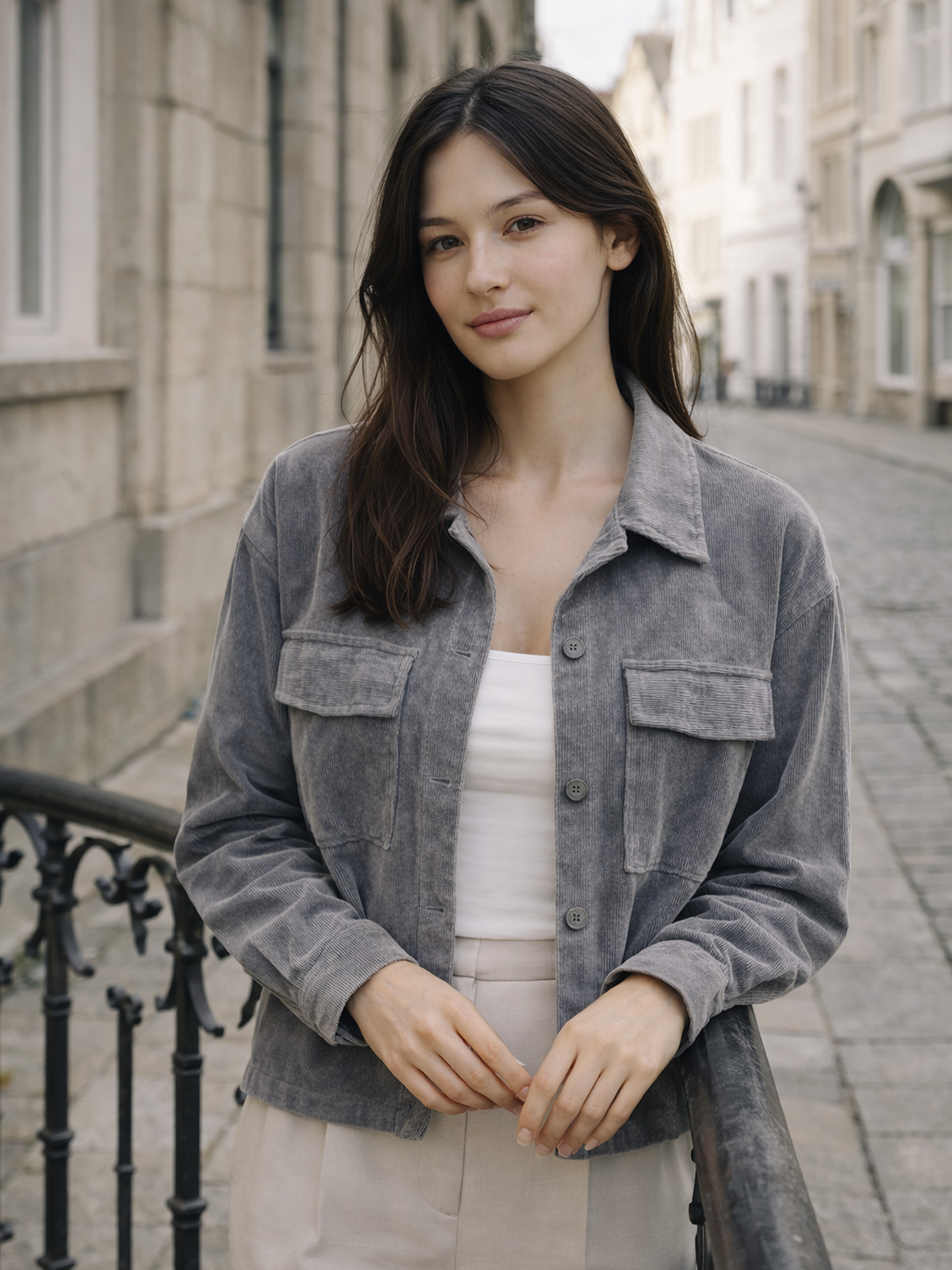 Lockere Cord Kurzjacke