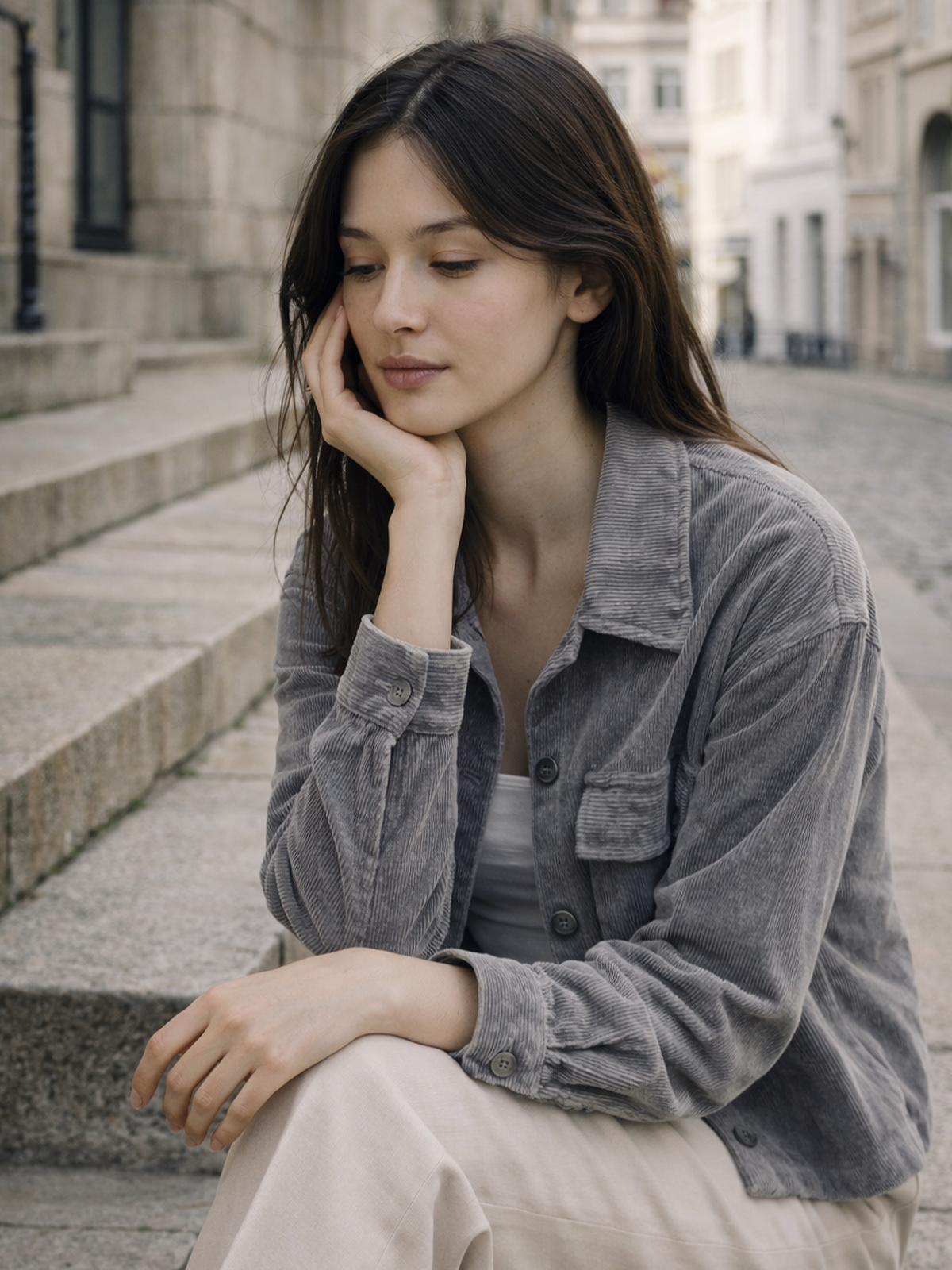 Lockere Cord Kurzjacke