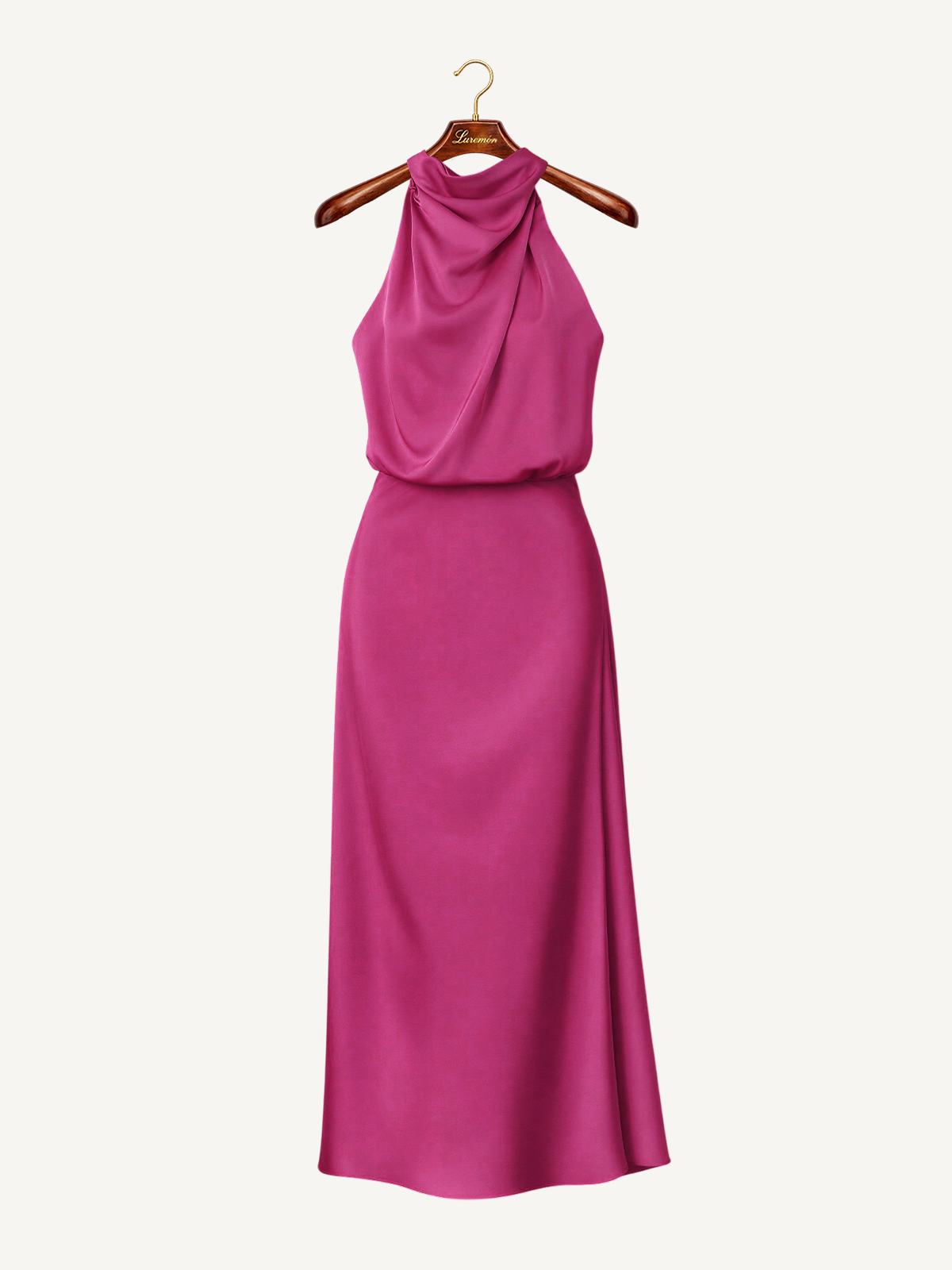 Drapiertes Nackenhalter Midikleid