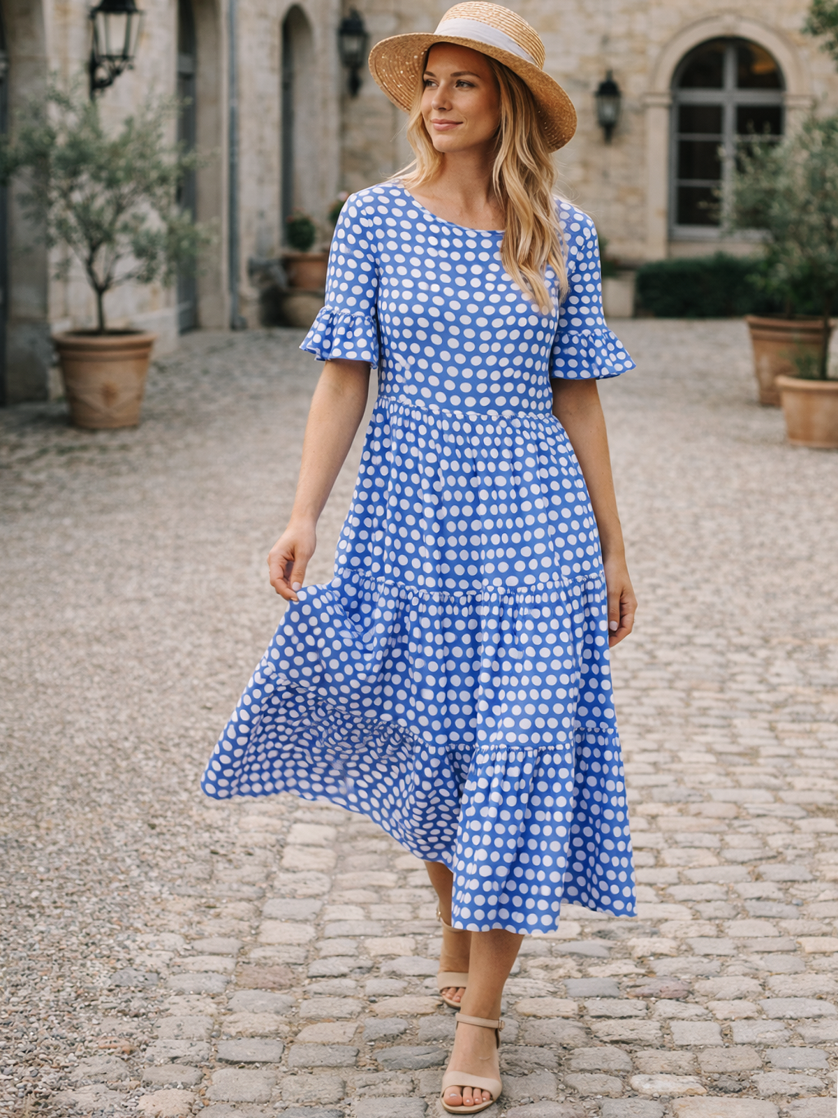 Gepunktetes A Linien Midikleid