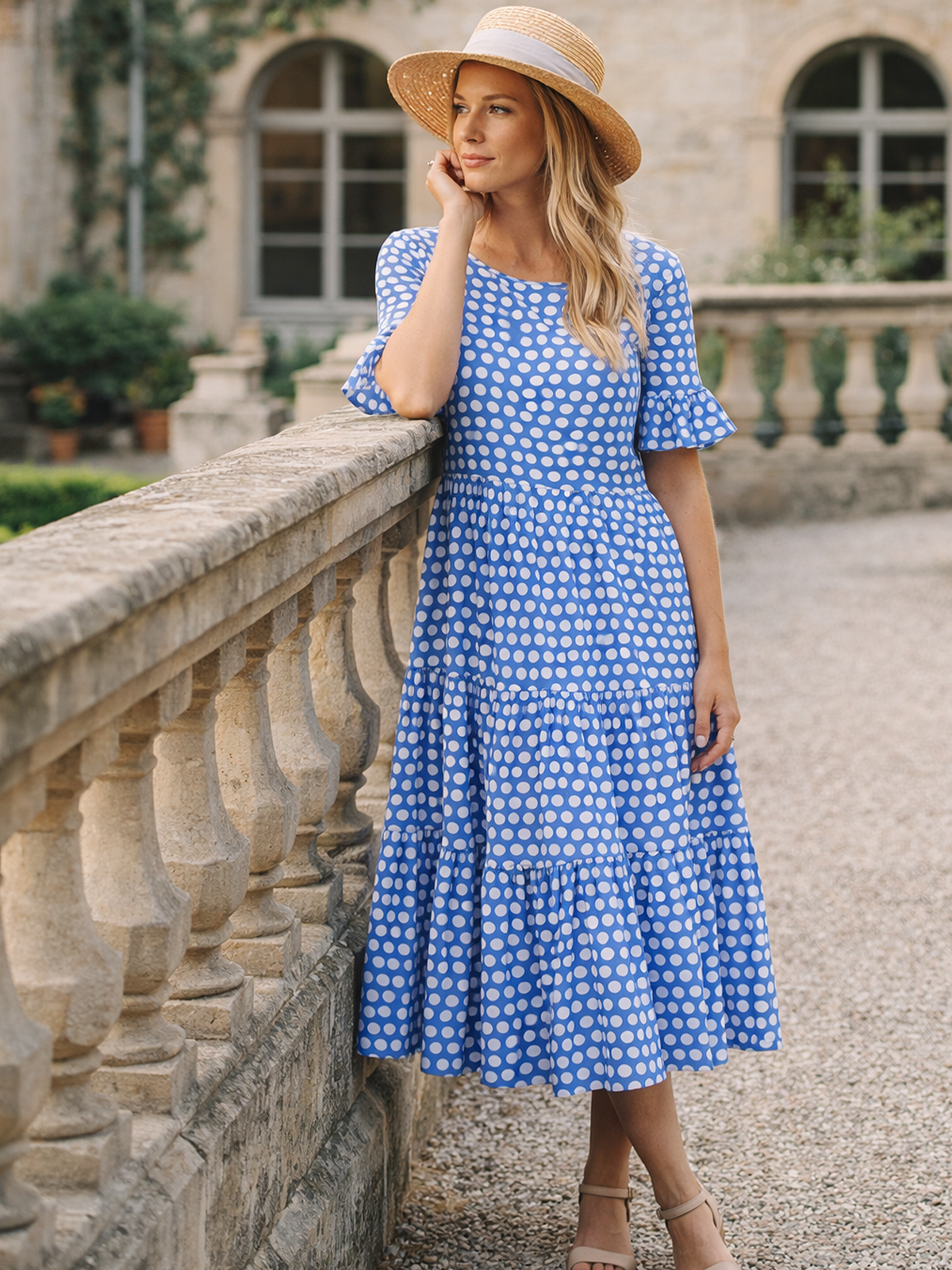 Gepunktetes A Linien Midikleid