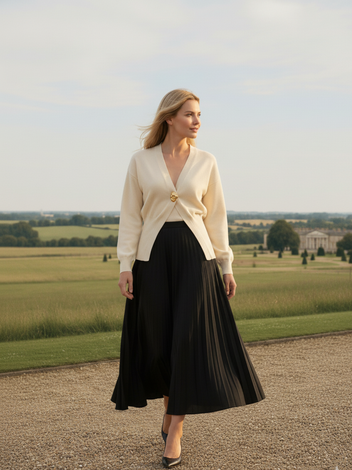 Goldener Knopf, schlichter Cardigan