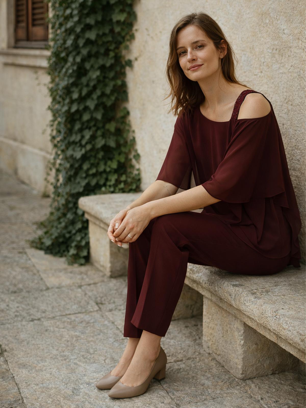 Two-Piece Set with Flowing Blouse