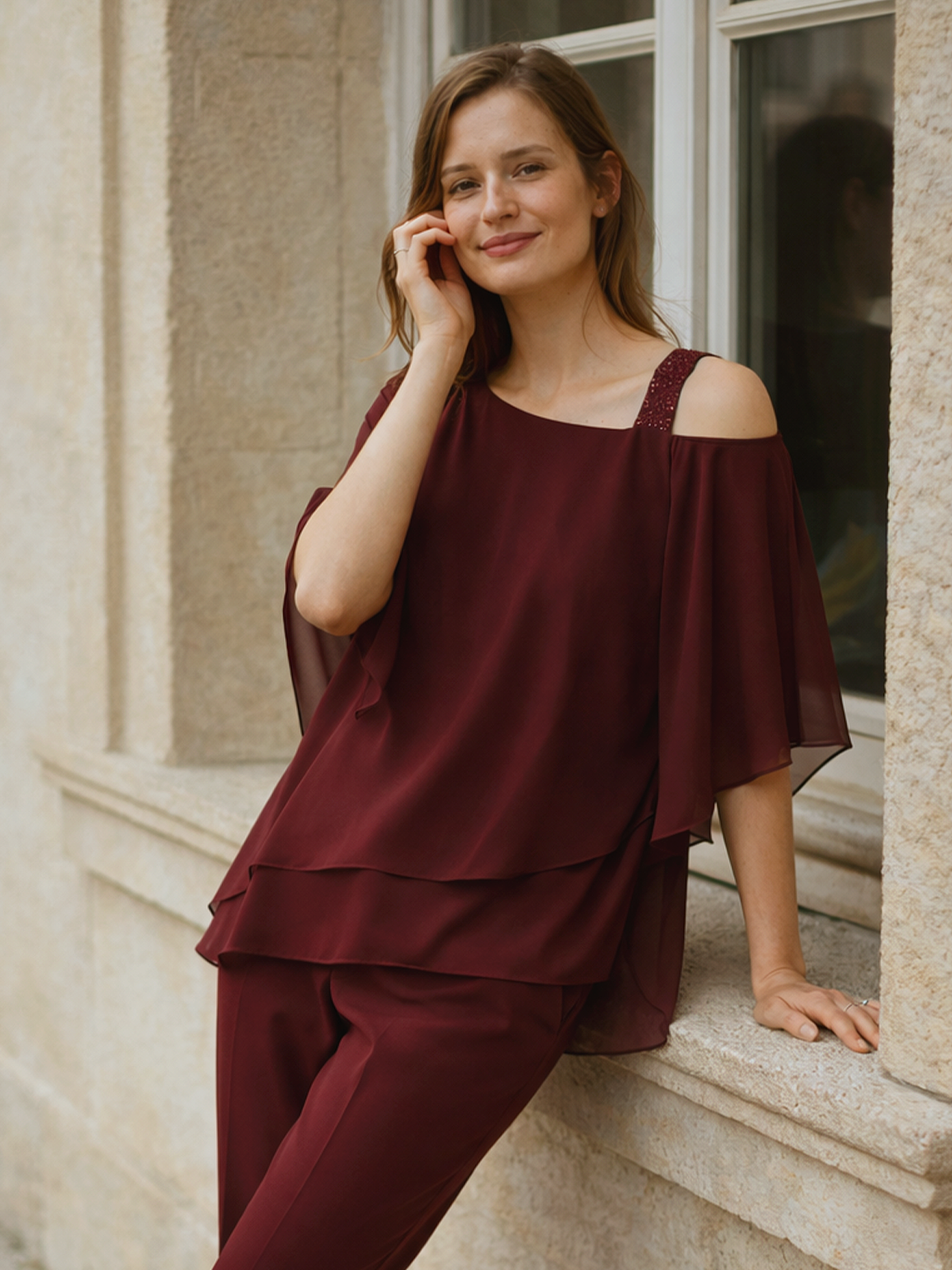 Two-Piece Set with Flowing Blouse