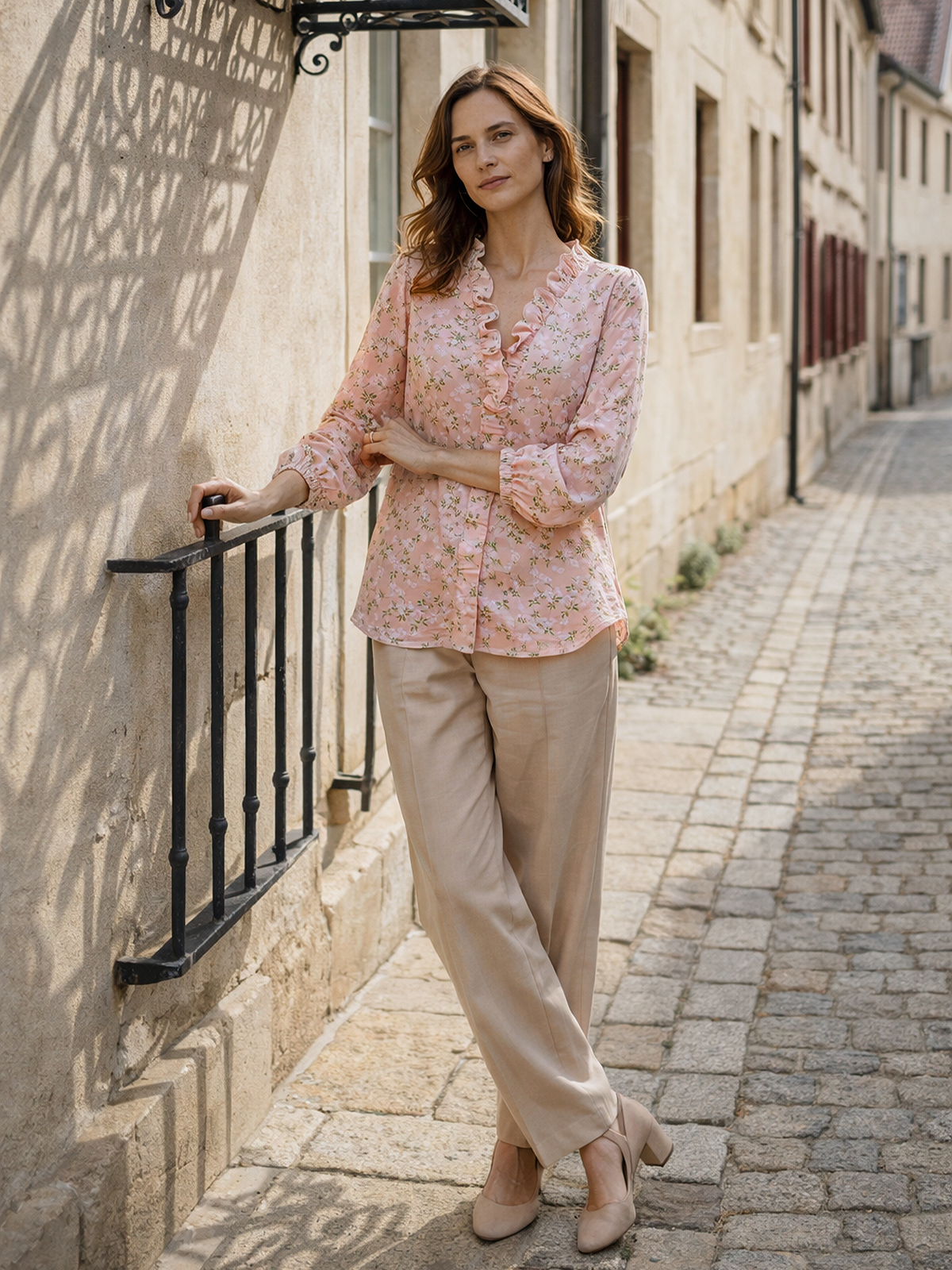 Langarm Bluse mit Volant