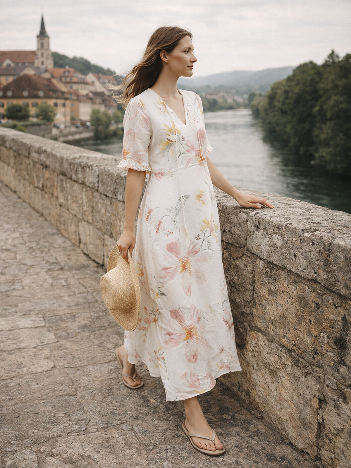 Bohème Sommerkleid V Ausschnitt
