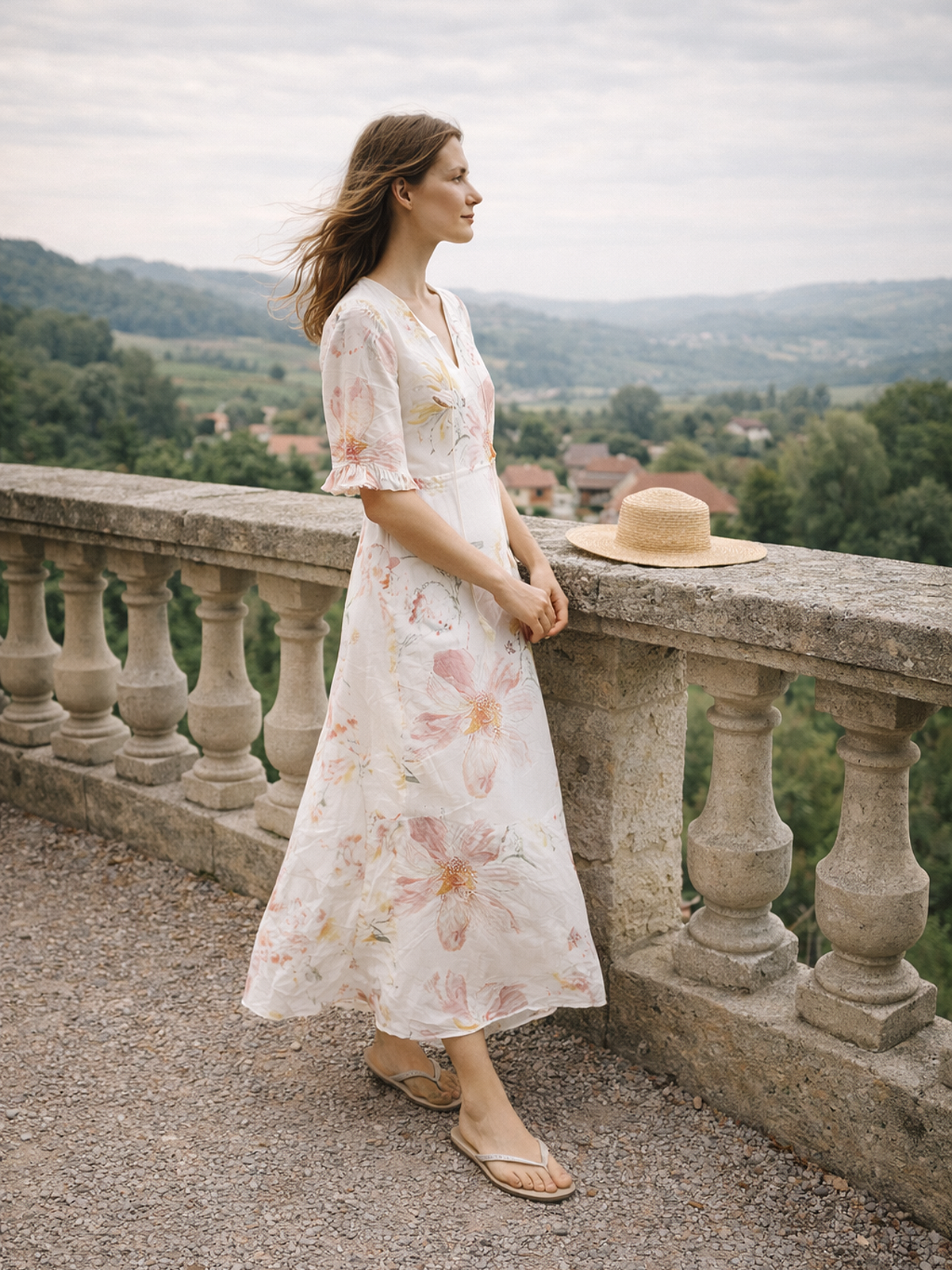 Bohème Sommerkleid V Ausschnitt