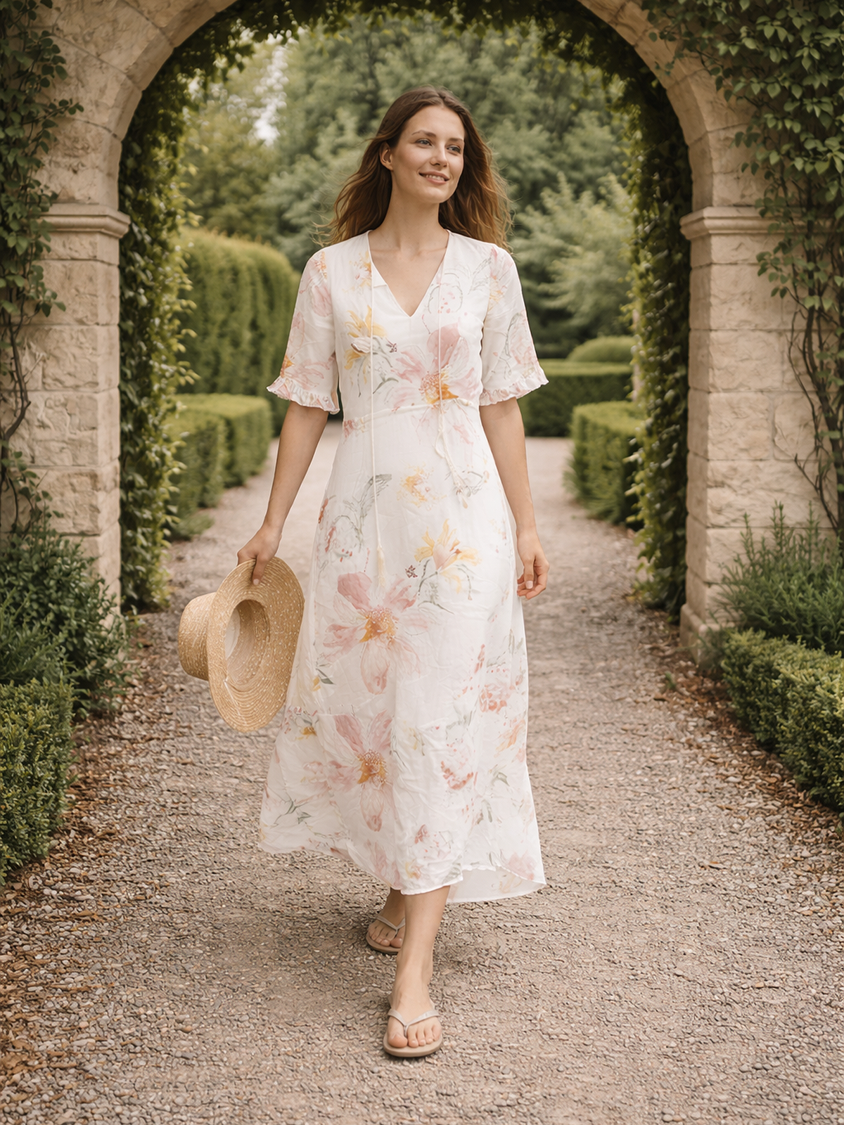 Bohème Sommerkleid V Ausschnitt