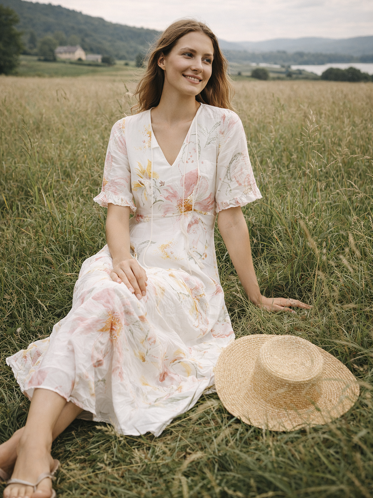 Bohème Sommerkleid V Ausschnitt