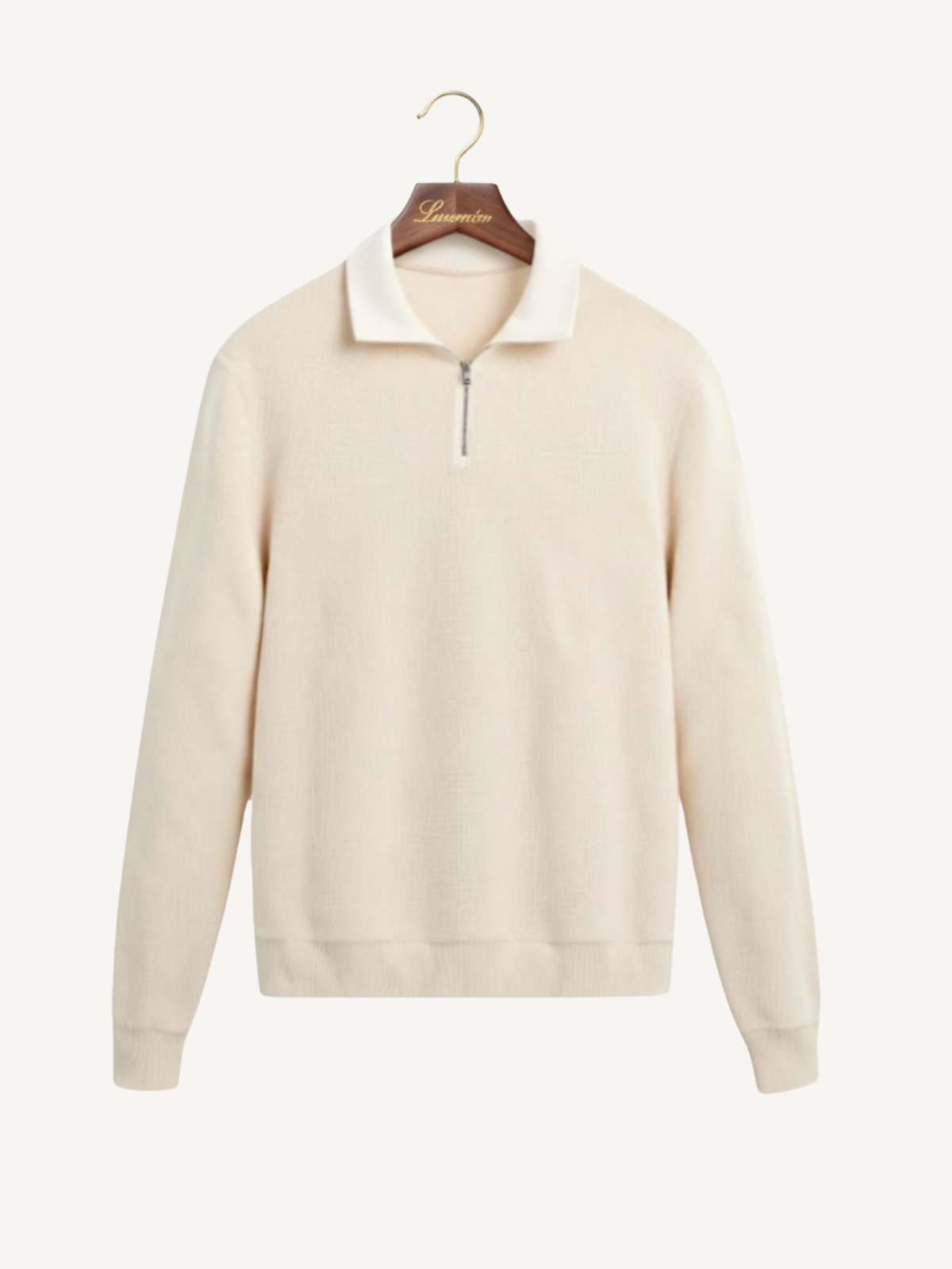 Klassischer Wollstrick Zip Pullover